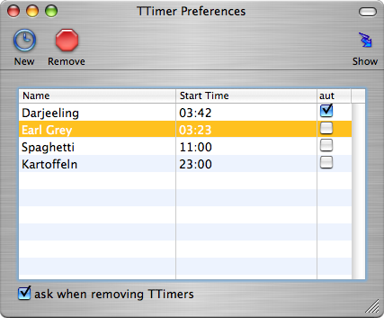 The TTimer Preferences Dialog